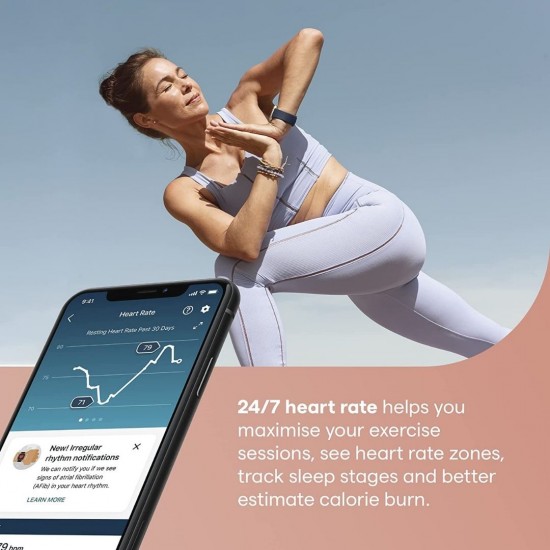 Fitbit Versa 3 Health & Fitness 4.01 cm Amoled, Alexa Built-in, 6+ Days Battery, Fast Charging, Soft Gold/Pink Clay