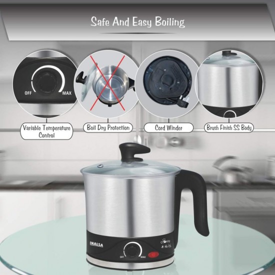 Inalsa Cookizy 1.5-Litre Kettle Black/Grey