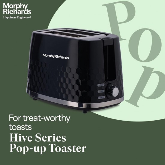 Morphy Richards Hive Series 2 Slice Pop up Toaster, Glossy Black