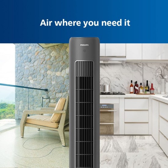 Philips CX5535/00 Bladeless Technology Tower Fan with Touchscreen Panel and Remote Contro, Lightweight Portable Body, Black